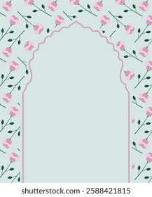 Square banner with spring flowers background in cartoon hand drawn style. Minimalistic flowers in bloom. Perfect for textile, fabric, postcard