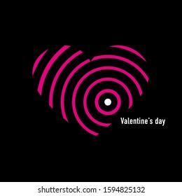 square banner with a stylized heart on a black background. Valentine's Day. Vector 
