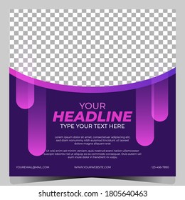 Square banner template business. Clean modern dynamic instagram template. Suitable for social media post, discount and web internet ads. Vector illustration with photo college.Trends social media post