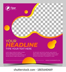 Square banner template business. Clean modern dynamic instagram template. Suitable for social media post, discount and web internet ads. Vector illustration with photo college.Trends social media post