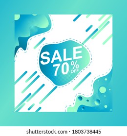Square banner template. Design combination of shape, line and dots with green and blue color. Suitable for social media post & ads promotion content