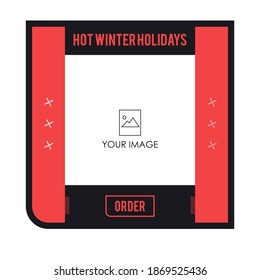 Square banner template. Suitable for social media posts and web ads on the Internet. Vector illustration with photo collage