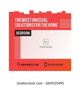 Square banner template. Suitable for social media posts and web ads on the Internet. Vector illustration with photo collage