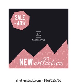 Square banner template. Suitable for social media posts and web ads on the Internet. Vector illustration with photo collage