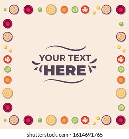 Square banner template with vegetable frame. Vector illustration.