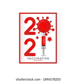 Square banner vaccination for stop covid 19 design vector