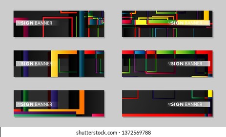 square banner vector collection. colorful brights gradient