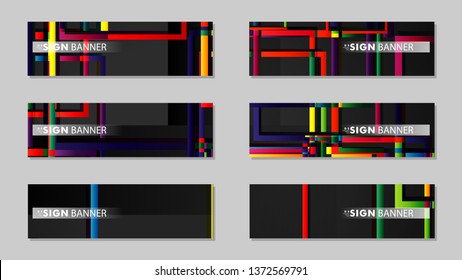 square banner vector collection. colorful brights gradient