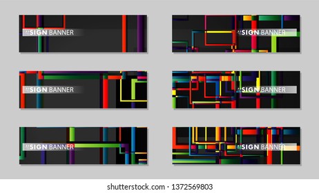 square banner vector collection. colorful brights gradient