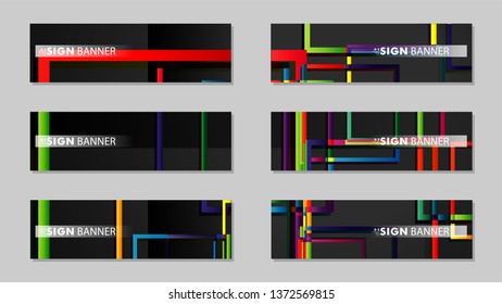 square banner vector collection. colorful brights gradient