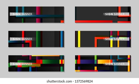 square banner vector collection. colorful brights gradient