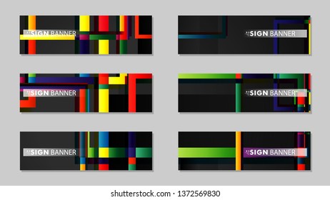 square banner vector collection. colorful brights gradient