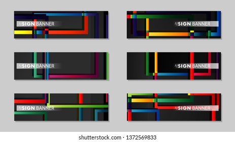 square banner vector collection. colorful brights gradient