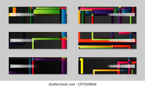 square banner vector collection. colorful brights gradient