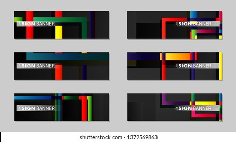 square banner vector collection. colorful brights gradient