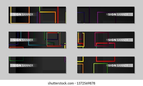 square banner vector collection. colorful brights gradient