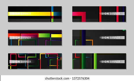 square banner vector collection. colorful brights gradient