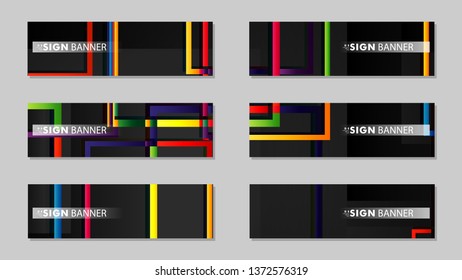 square banner vector collection. colorful brights gradient