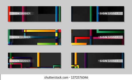 square banner vector collection. colorful brights gradient