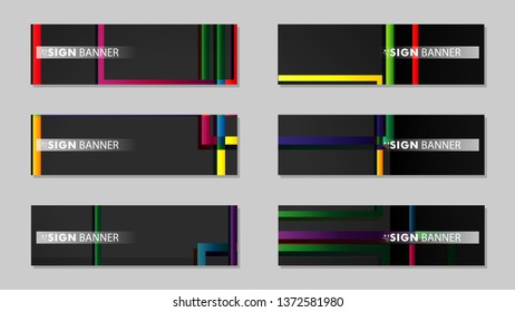 square banner vector collection. colorful brights gradient