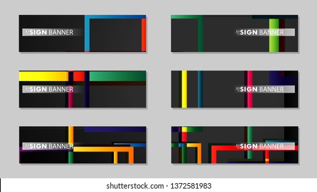 square banner vector collection. colorful brights gradient