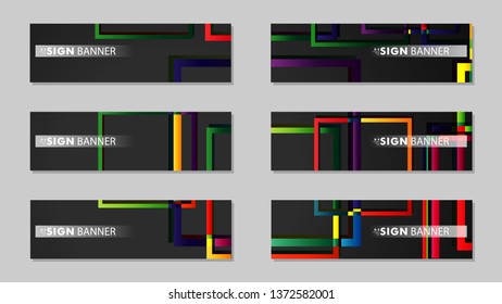 square banner vector collection. colorful brights gradient