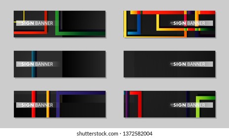 square banner vector collection. colorful brights gradient