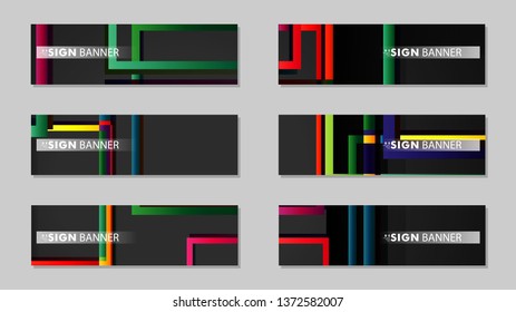 square banner vector collection. colorful brights gradient