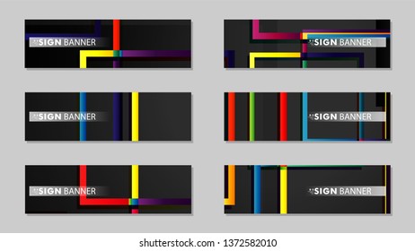 square banner vector collection. colorful brights gradient
