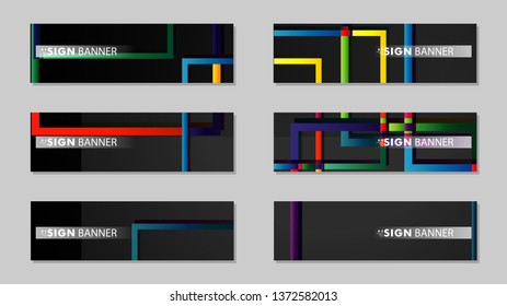square banner vector collection. colorful brights gradient