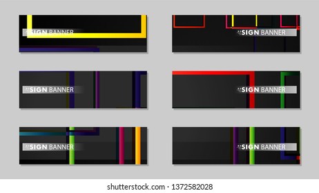 square banner vector collection. colorful brights gradient