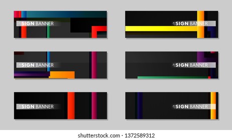 square banner vector collection. colorful brights gradient