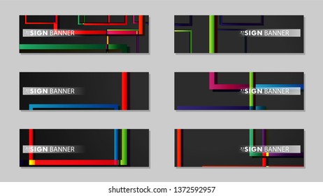 square banner vector collection. colorful brights gradient