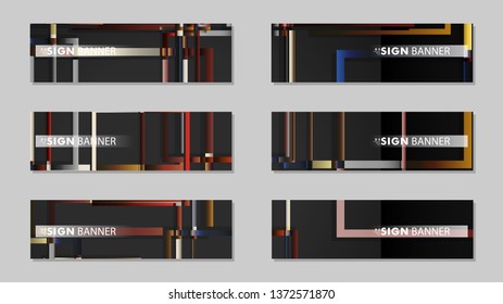 square banner vector collection. stone and brick gradient color composition