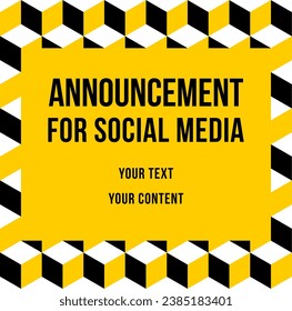 Square banner yellow orange template. Social media editable content design template with copyspace for your announcement or message.