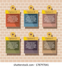 Square Banners Hang On Brick Wall