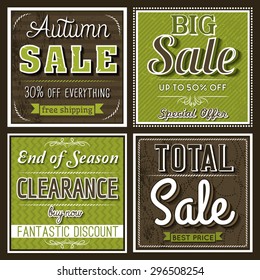 Square banners with sale offer, vector illustration