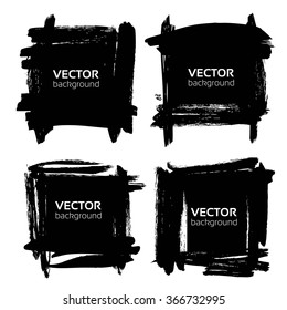 Square banners from thick black textured strokes isolated on a white background