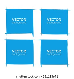 Square banners from thin blue textured strokes
