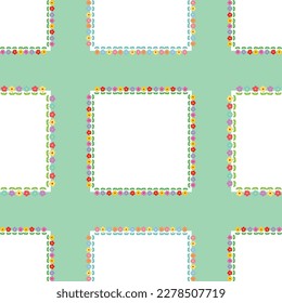 Square Banners With Vivid Multicolored Flowers Seamless Pattern, Pastel Backdrop, Vintage Style Wallpaper, Flowers Wreath Print, Cute and Minimal Elements, Botanical Decoration, Romantic Greeting File