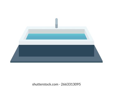 Square bathtub in perspective view. Simple flat illustration