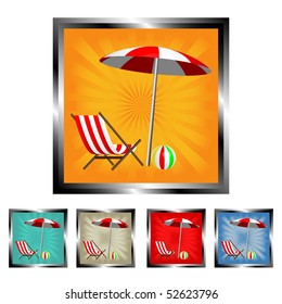Square beach vector buttons