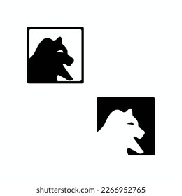 Square bear animal vector logo template design 