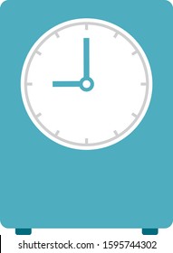 Square Bedside alarm clock with analog dial vector flat icon isolated on white