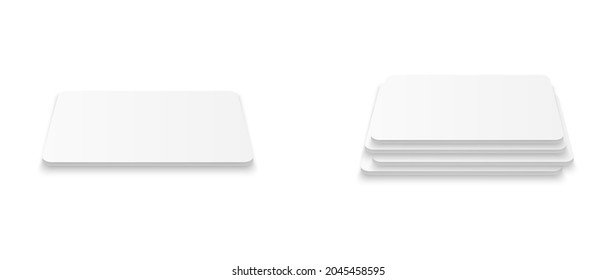 Square beer coaster. Empty white mockup. Pprotection coaster for beer glasses, tea cups isolated on white background. Branding template vector illustration