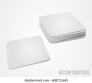 Blank Coasters Stack. Realistic Paper Sq Graphic by vectortatu · Creative  Fabrica