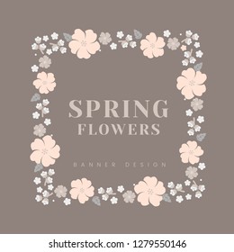 Vector de placa floral beige cuadrado