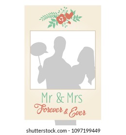 Square beige floral photobooth frame with Mr&Mrs Forever and Ever. Strike a Pose photoshooting.