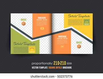 Square Bi-Fold Brochure. Corporate Leaflet, Cover Design