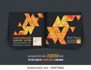 Square Bi-Fold Brochure Design. Corporate Leaflet, Cover Template